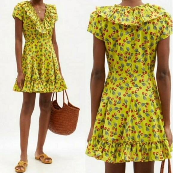 Muzungu Sisters 100% Cotton Yellow Berry Snail Acid Julia Mini Dress Size Large - Picture 1 of 5